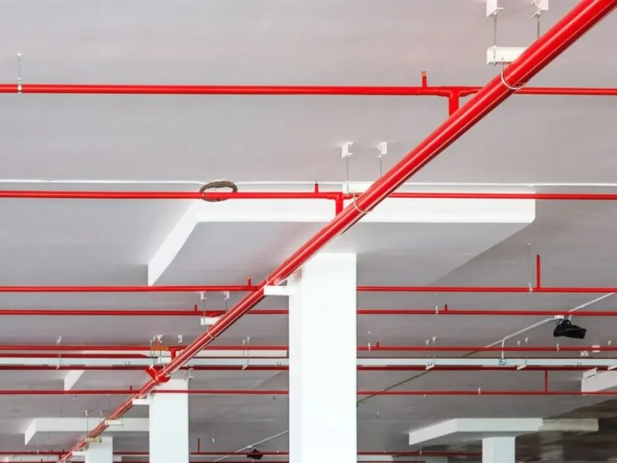 Sprinkler pipework at ceiling level