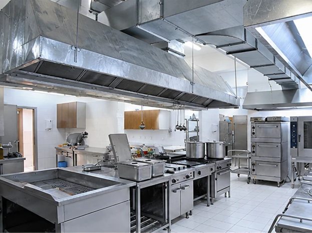 Commercial kitchen exhaust hood and ductwork