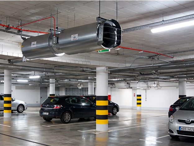 Jet fans for basement car park ventilation