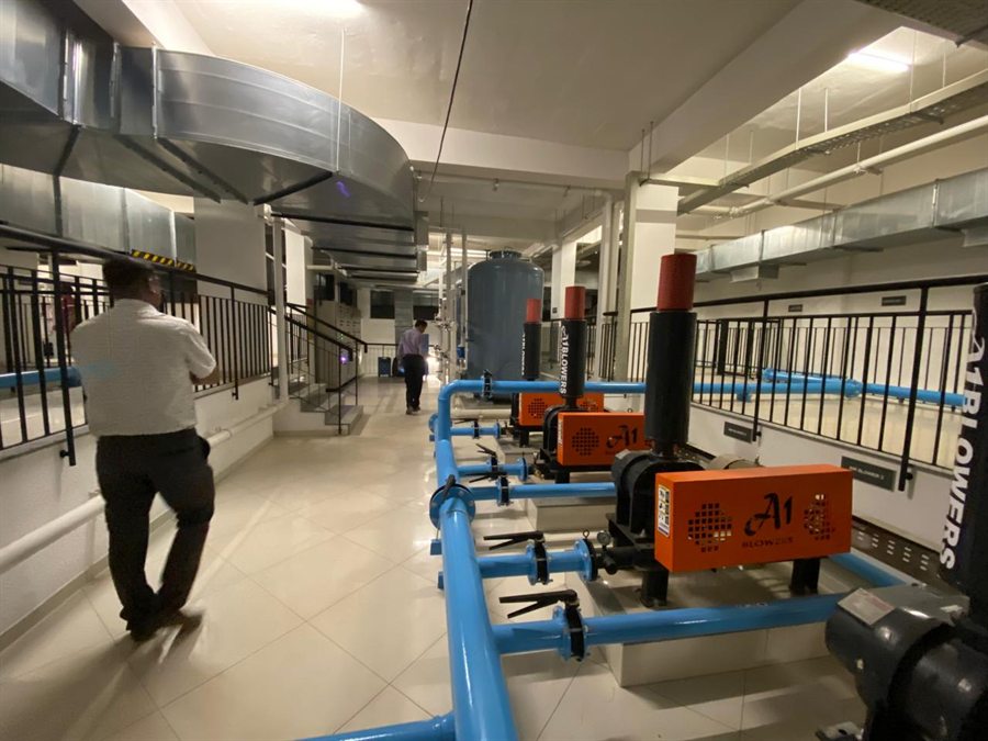 Sewage treatment plant blower room
